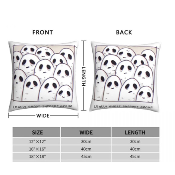 Lonely Ghost Support Group Throw Pillow  - Insert Included! - Picture 6 of 6